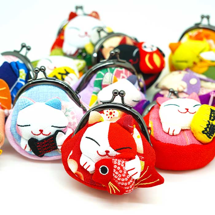 日用品 -猫の日 まねき猫の福々がまぐち（マチ付き）-