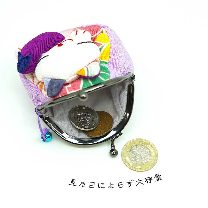 日用品 -猫の日 まねき猫の福々がまぐち（マチ付き）-