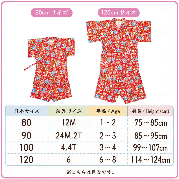 子供用甚平　-桜・跳ねうさぎ柄-